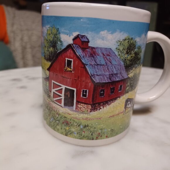 Chestnut Creek Mug Red Barn with Black & White Cows Vintage 2004 - Picture 1 of 4